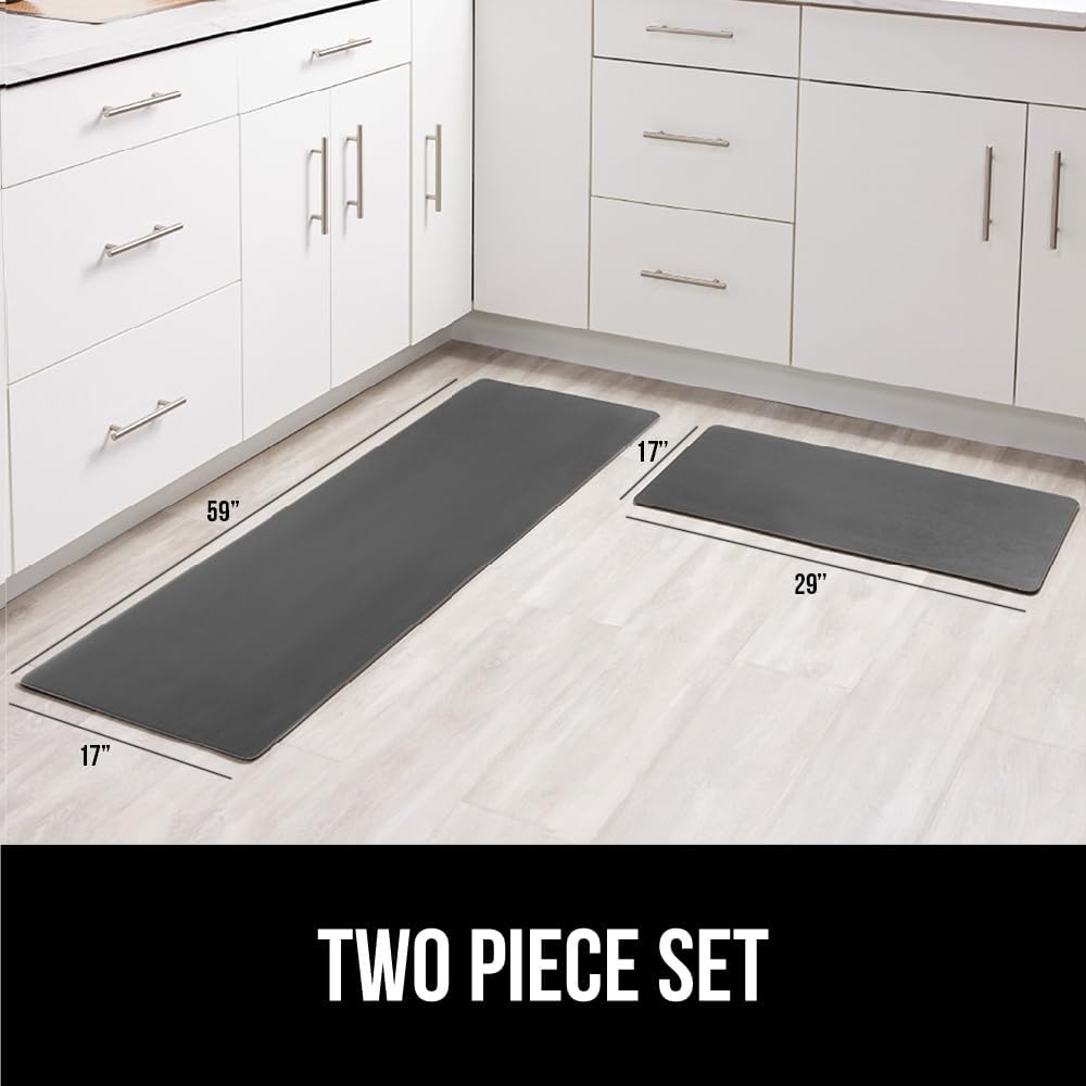image:imageGORILLA GRIP Comfortable Cushioned Kitchen Mats for Floor 12 Inch Thick Ergonomic Standing Desk Anti Fatigue Mat Waterproof and Stain Resistant Pebbled Top Padded Foam Rug 17x24 17x48 GreyCharcoal