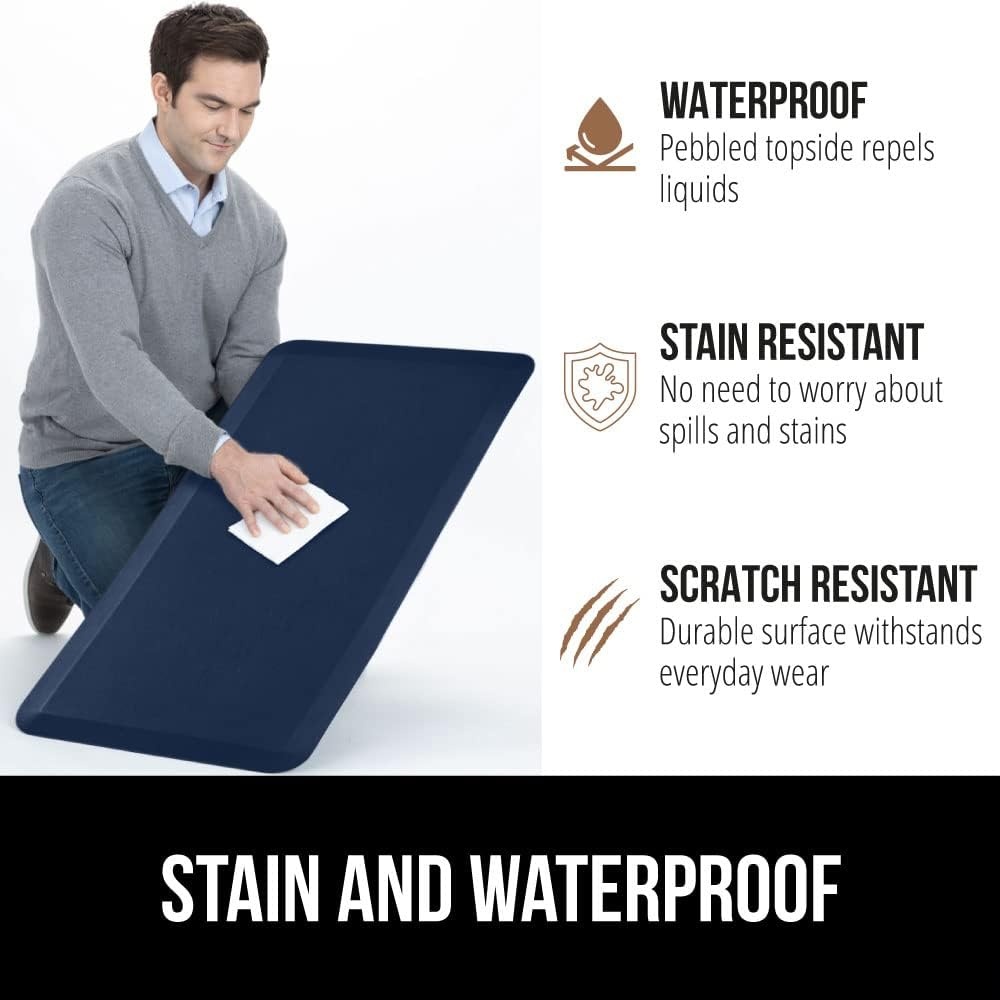 image:imageGORILLA GRIP Comfortable Cushioned Kitchen Mats for Floor 12 Inch Thick Ergonomic Standing Desk Anti Fatigue Mat Waterproof and Stain Resistant Pebbled Top Padded Foam Rug 17x24 17x48 GreyNavy