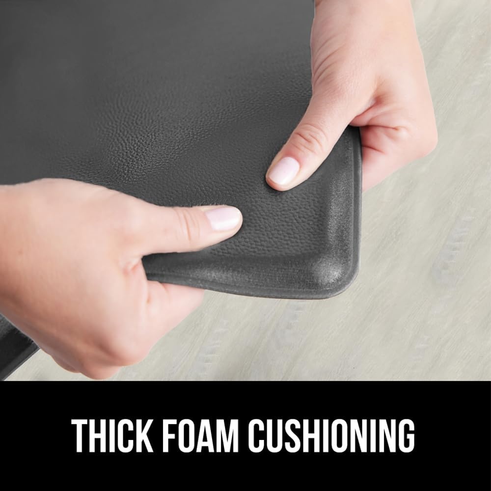 image:imageGORILLA GRIP Comfortable Cushioned Kitchen Mats for Floor 12 Inch Thick Ergonomic Standing Desk Anti Fatigue Mat Waterproof and Stain Resistant Pebbled Top Padded Foam Rug 17x24 17x48 GreyCharcoal