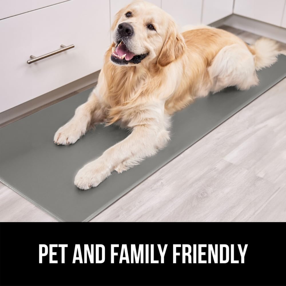 image:imageGORILLA GRIP Comfortable Cushioned Kitchen Mats for Floor 12 Inch Thick Ergonomic Standing Desk Anti Fatigue Mat Waterproof and Stain Resistant Pebbled Top Padded Foam Rug 17x24 17x48 GreyGrey