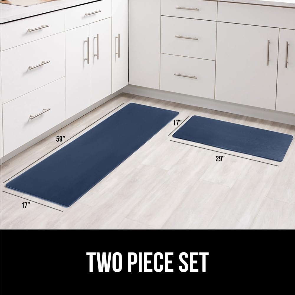 image:imageGORILLA GRIP Comfortable Cushioned Kitchen Mats for Floor 12 Inch Thick Ergonomic Standing Desk Anti Fatigue Mat Waterproof and Stain Resistant Pebbled Top Padded Foam Rug 17x24 17x48 GreyNavy