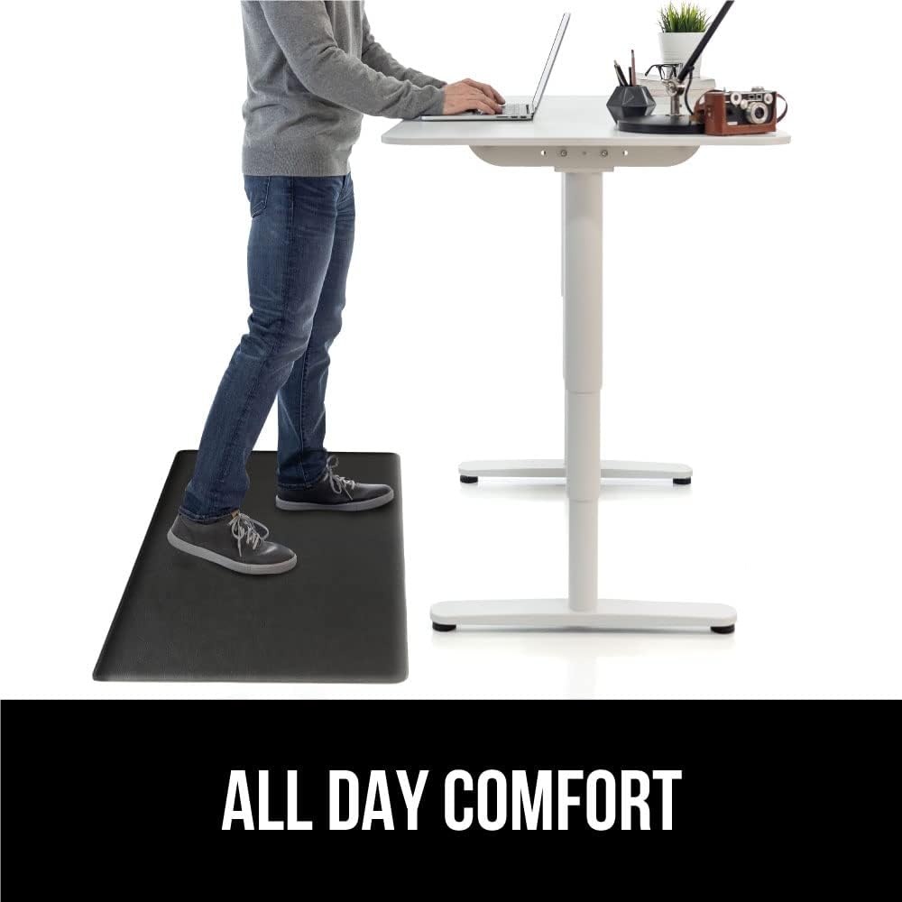 image:imageGORILLA GRIP Comfortable Cushioned Kitchen Mats for Floor 12 Inch Thick Ergonomic Standing Desk Anti Fatigue Mat Waterproof and Stain Resistant Pebbled Top Padded Foam Rug 17x24 17x48 GreyBlack