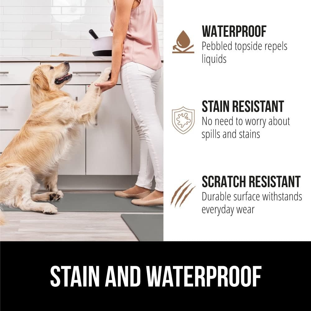 image:imageGORILLA GRIP Comfortable Cushioned Kitchen Mats for Floor 12 Inch Thick Ergonomic Standing Desk Anti Fatigue Mat Waterproof and Stain Resistant Pebbled Top Padded Foam Rug 17x24 17x48 GreyGrey