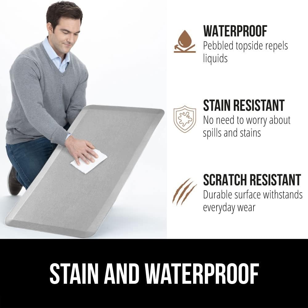 image:imageGORILLA GRIP Comfortable Cushioned Kitchen Mats for Floor 12 Inch Thick Ergonomic Standing Desk Anti Fatigue Mat Waterproof and Stain Resistant Pebbled Top Padded Foam Rug 17x24 17x48 GreyLight Gray