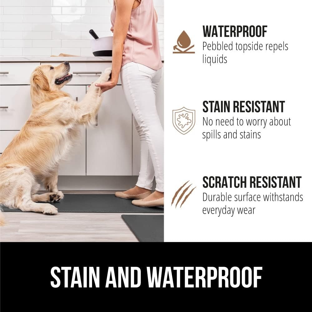 image:imageGORILLA GRIP Comfortable Cushioned Kitchen Mats for Floor 12 Inch Thick Ergonomic Standing Desk Anti Fatigue Mat Waterproof and Stain Resistant Pebbled Top Padded Foam Rug 17x24 17x48 GreyCharcoal
