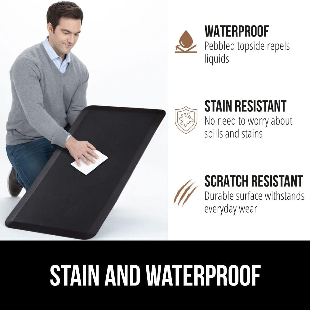 image:imageGORILLA GRIP Comfortable Cushioned Kitchen Mats for Floor 12 Inch Thick Ergonomic Standing Desk Anti Fatigue Mat Waterproof and Stain Resistant Pebbled Top Padded Foam Rug 17x24 17x48 GreyBlack