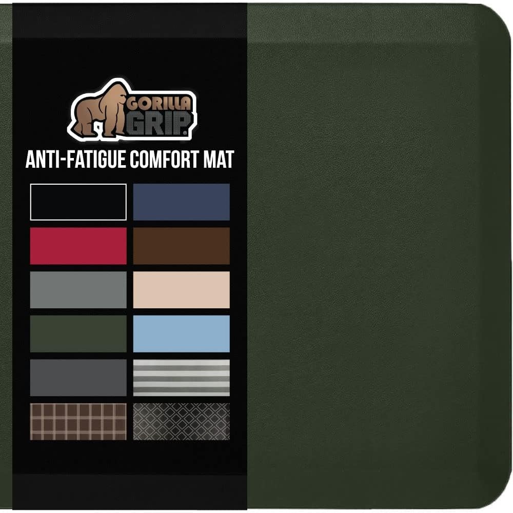 image:imageGORILLA GRIP Comfortable Cushioned Kitchen Mats for Floor 12 Inch Thick Ergonomic Standing Desk Anti Fatigue Mat Waterproof and Stain Resistant Pebbled Top Padded Foam Rug 17x24 17x48 GreyHunter