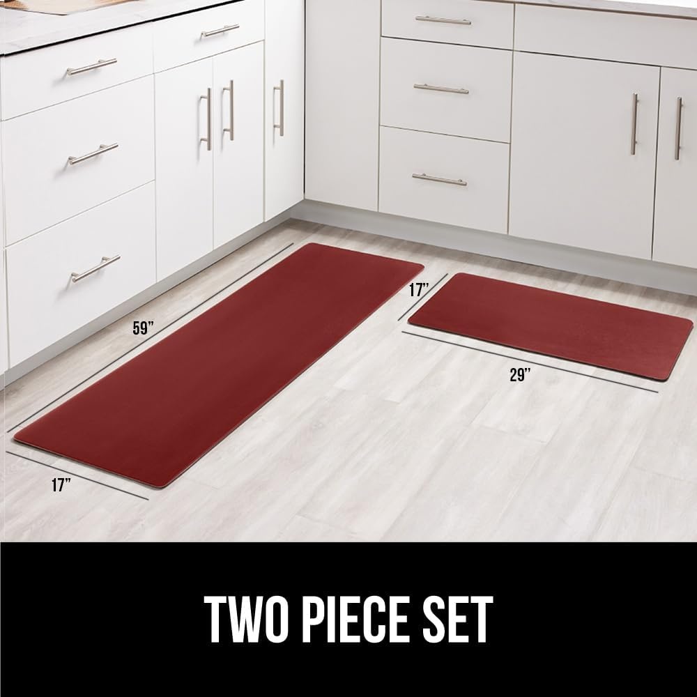image:imageGORILLA GRIP Comfortable Cushioned Kitchen Mats for Floor 12 Inch Thick Ergonomic Standing Desk Anti Fatigue Mat Waterproof and Stain Resistant Pebbled Top Padded Foam Rug 17x24 17x48 GreyRed
