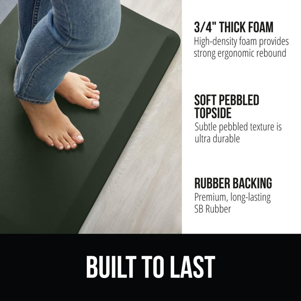 image:imageGORILLA GRIP Comfortable Cushioned Kitchen Mats for Floor 12 Inch Thick Ergonomic Standing Desk Anti Fatigue Mat Waterproof and Stain Resistant Pebbled Top Padded Foam Rug 17x24 17x48 GreyHunter