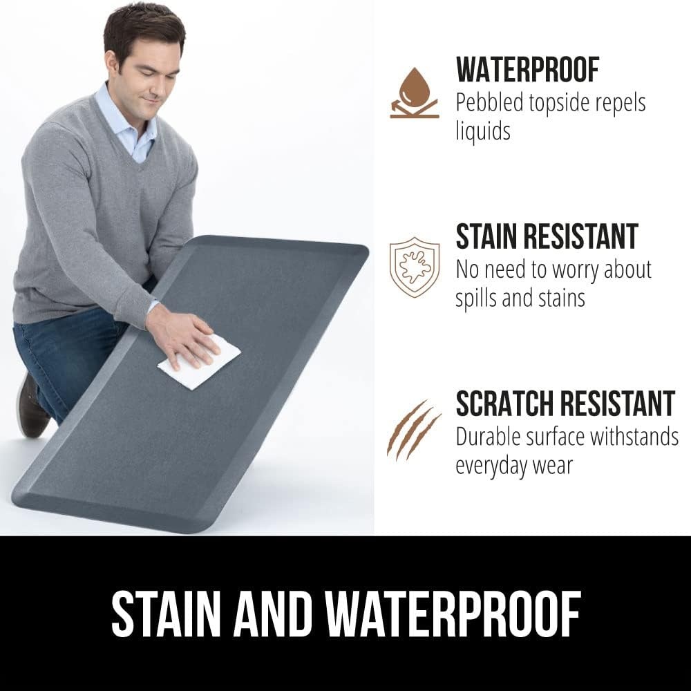 image:imageGORILLA GRIP Comfortable Cushioned Kitchen Mats for Floor 12 Inch Thick Ergonomic Standing Desk Anti Fatigue Mat Waterproof and Stain Resistant Pebbled Top Padded Foam Rug 17x24 17x48 GreyCharcoal