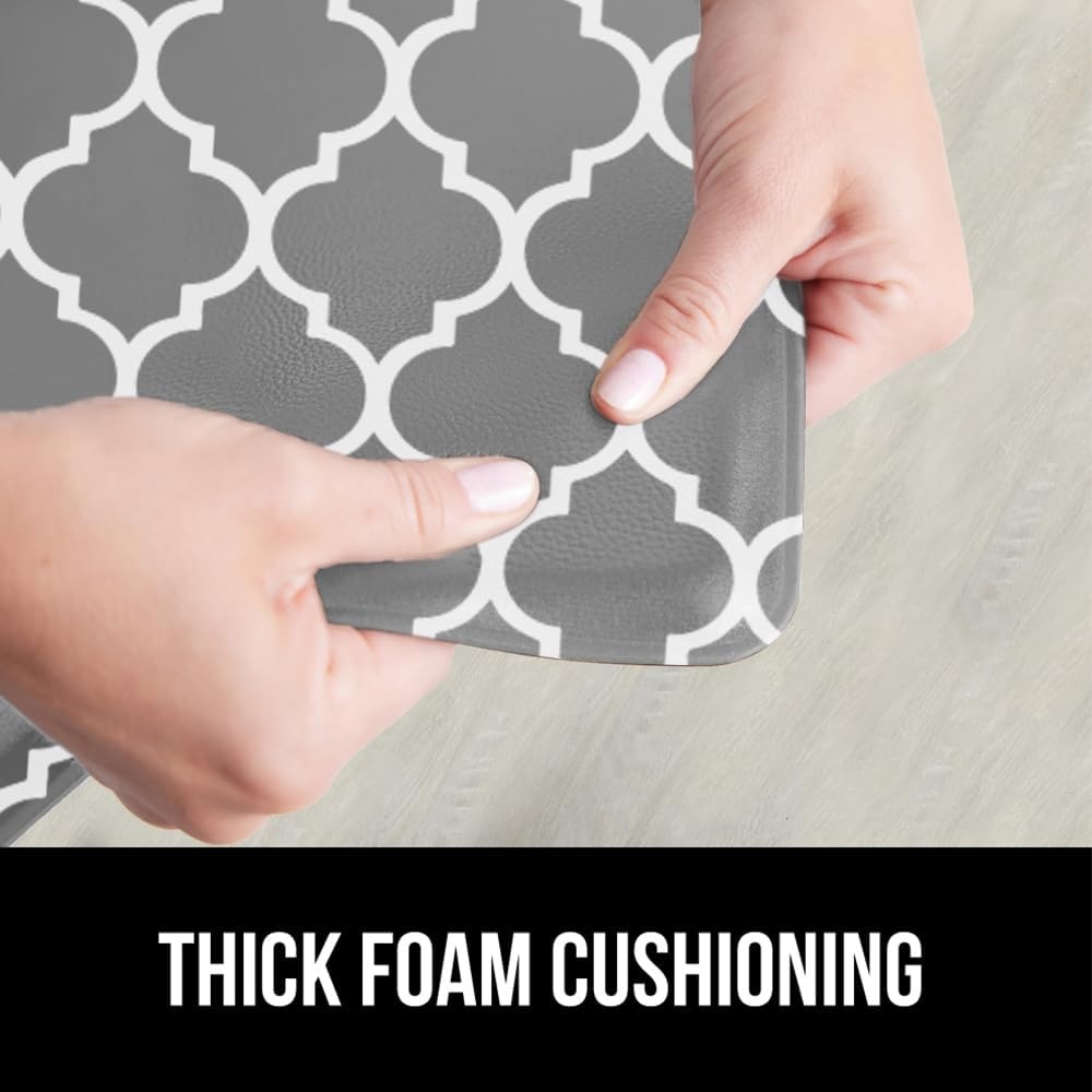image:imageGORILLA GRIP Comfortable Cushioned Kitchen Mats for Floor 12 Inch Thick Ergonomic Standing Desk Anti Fatigue Mat Waterproof and Stain Resistant Pebbled Top Padded Foam Rug 17x24 17x48 GreyGreyWhite