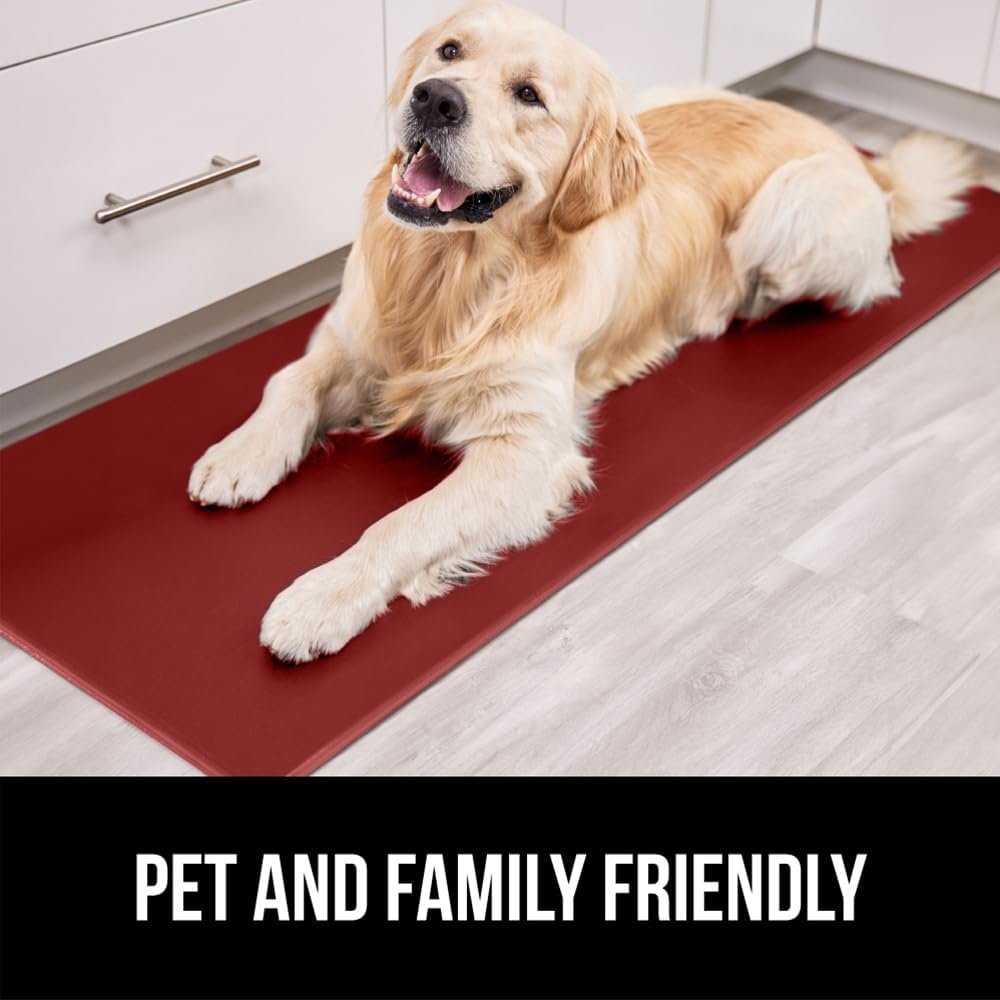 image:imageGORILLA GRIP Comfortable Cushioned Kitchen Mats for Floor 12 Inch Thick Ergonomic Standing Desk Anti Fatigue Mat Waterproof and Stain Resistant Pebbled Top Padded Foam Rug 17x24 17x48 GreyRed
