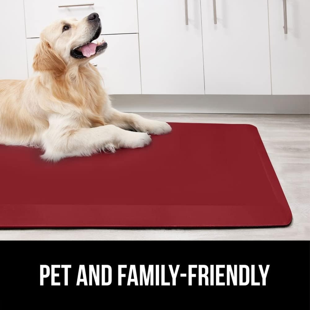 image:imageGORILLA GRIP Comfortable Cushioned Kitchen Mats for Floor 12 Inch Thick Ergonomic Standing Desk Anti Fatigue Mat Waterproof and Stain Resistant Pebbled Top Padded Foam Rug 17x24 17x48 GreyRed