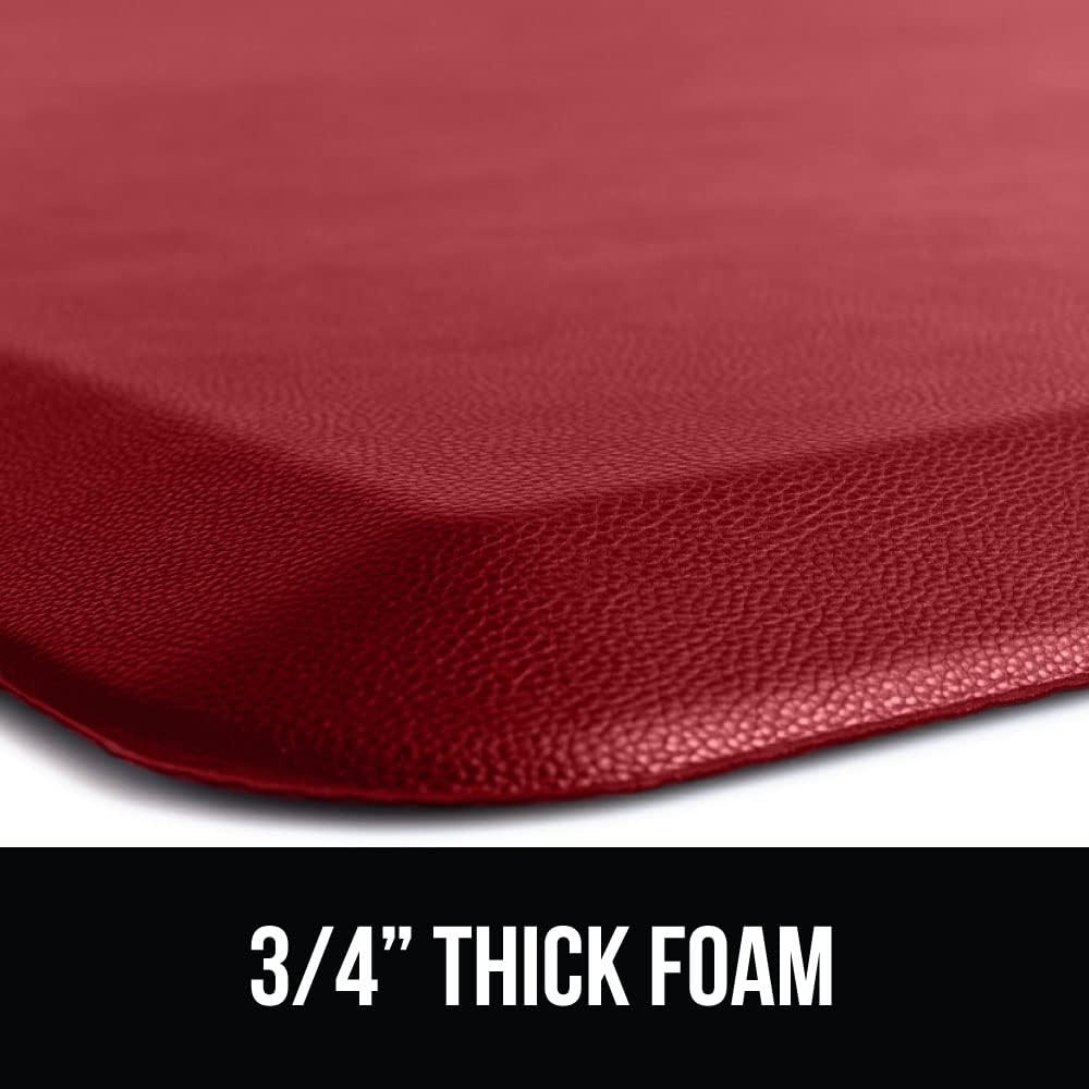image:imageGORILLA GRIP Comfortable Cushioned Kitchen Mats for Floor 12 Inch Thick Ergonomic Standing Desk Anti Fatigue Mat Waterproof and Stain Resistant Pebbled Top Padded Foam Rug 17x24 17x48 GreyRed