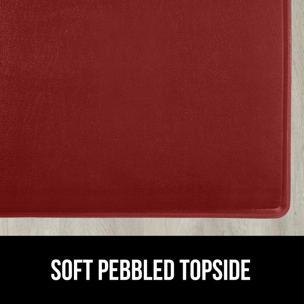 image:imageGORILLA GRIP Comfortable Cushioned Kitchen Mats for Floor 12 Inch Thick Ergonomic Standing Desk Anti Fatigue Mat Waterproof and Stain Resistant Pebbled Top Padded Foam Rug 17x24 17x48 GreyRed
