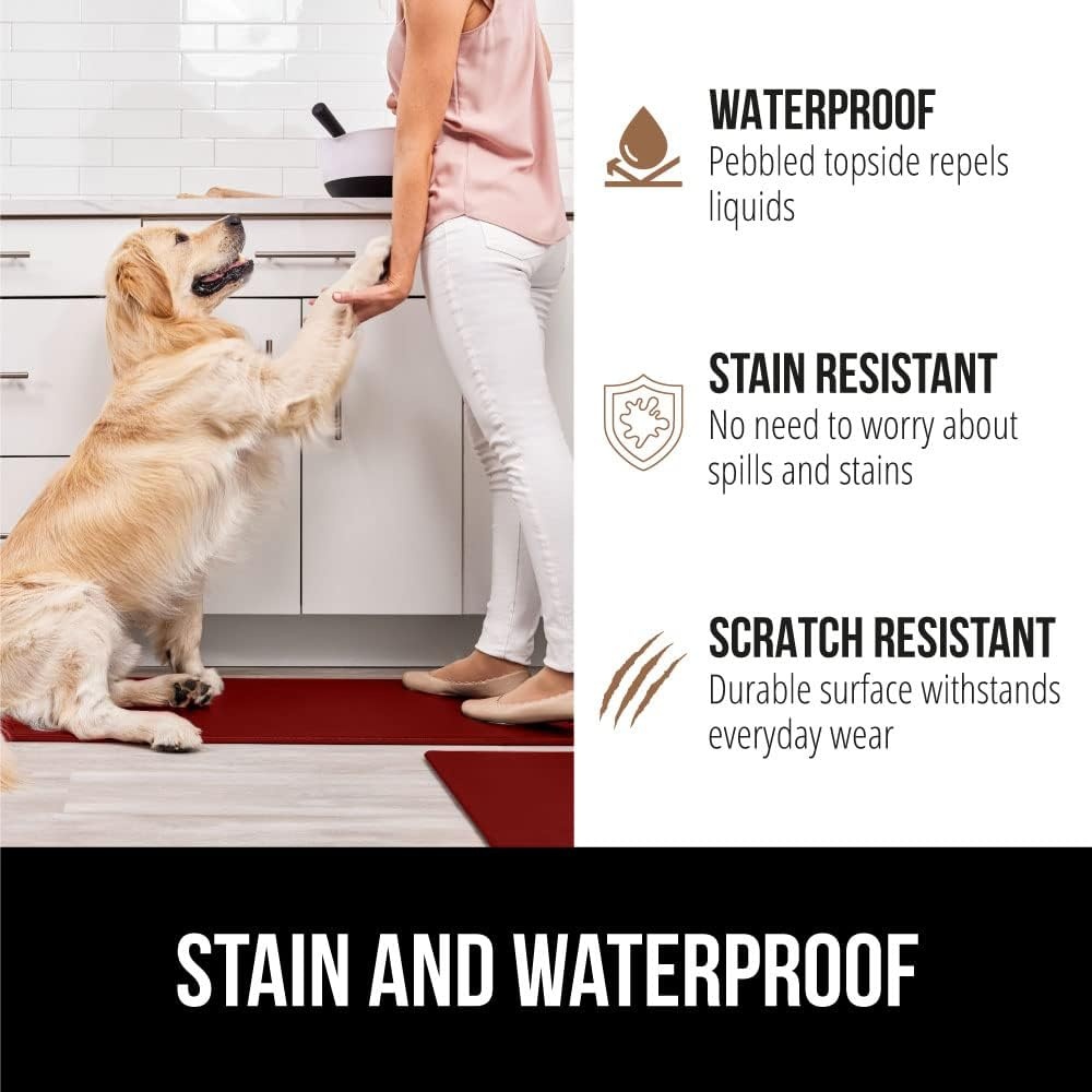 image:imageGORILLA GRIP Comfortable Cushioned Kitchen Mats for Floor 12 Inch Thick Ergonomic Standing Desk Anti Fatigue Mat Waterproof and Stain Resistant Pebbled Top Padded Foam Rug 17x24 17x48 GreyRed