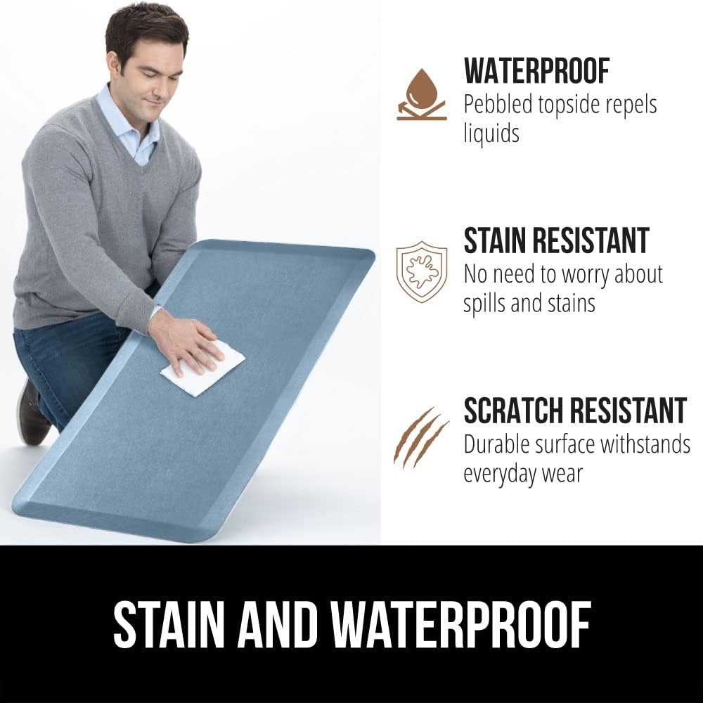 image:imageGORILLA GRIP Comfortable Cushioned Kitchen Mats for Floor 12 Inch Thick Ergonomic Standing Desk Anti Fatigue Mat Waterproof and Stain Resistant Pebbled Top Padded Foam Rug 17x24 17x48 GreySky Blue