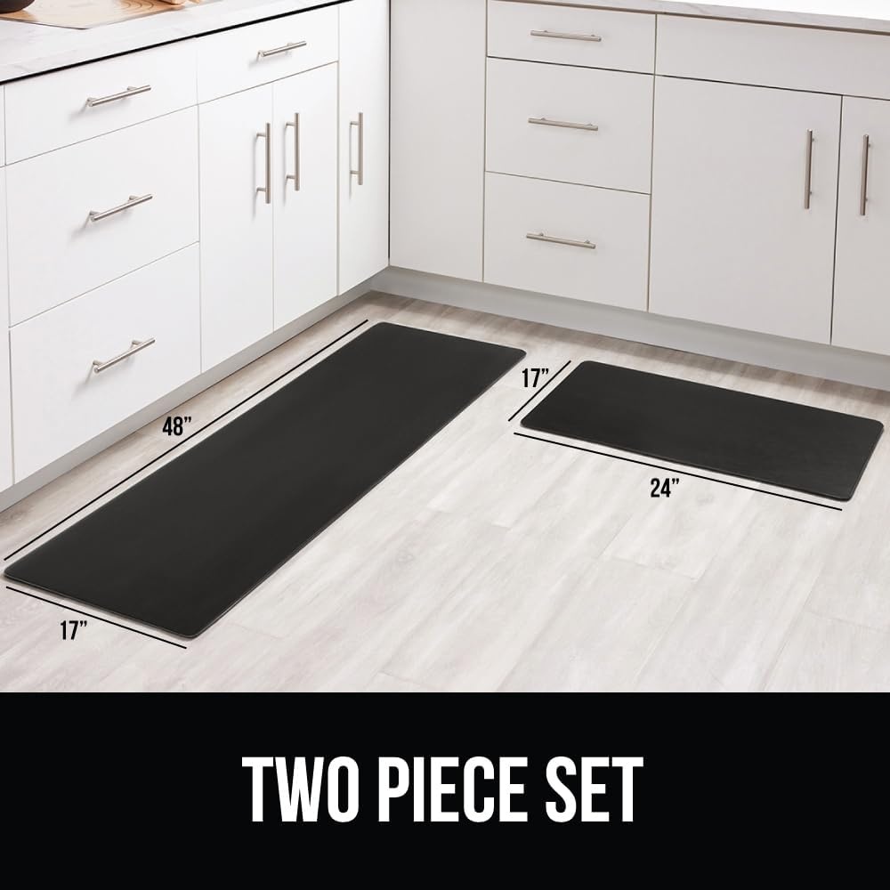 image:imageGORILLA GRIP Comfortable Cushioned Kitchen Mats for Floor 12 Inch Thick Ergonomic Standing Desk Anti Fatigue Mat Waterproof and Stain Resistant Pebbled Top Padded Foam Rug 17x24 17x48 GreyBlack
