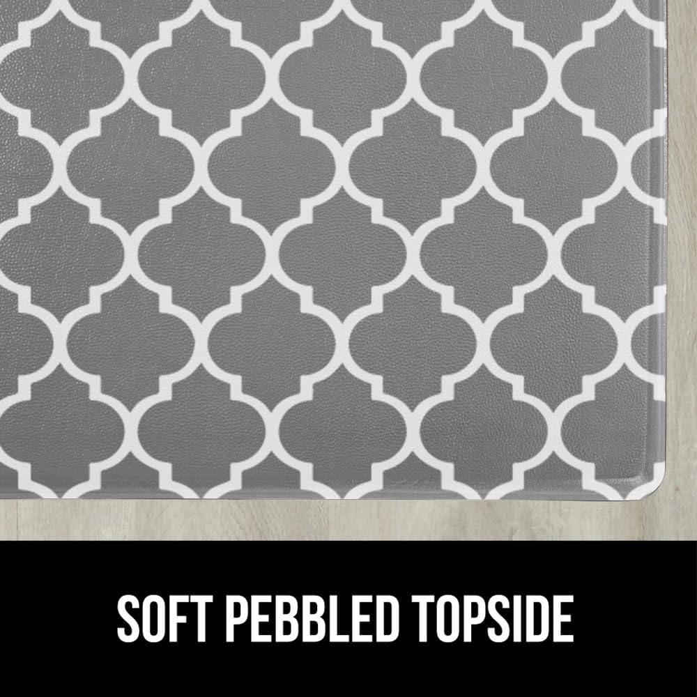 image:imageGORILLA GRIP Comfortable Cushioned Kitchen Mats for Floor 12 Inch Thick Ergonomic Standing Desk Anti Fatigue Mat Waterproof and Stain Resistant Pebbled Top Padded Foam Rug 17x24 17x48 GreyGreyWhite