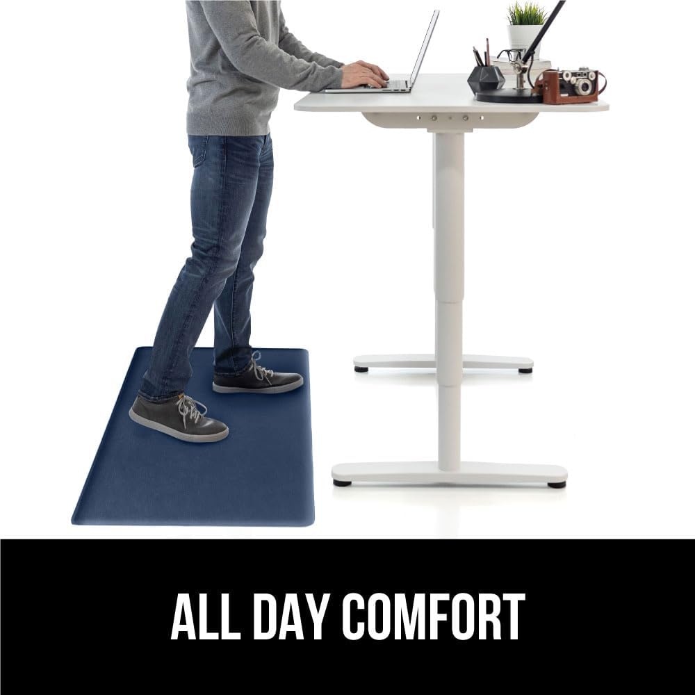 image:imageGORILLA GRIP Comfortable Cushioned Kitchen Mats for Floor 12 Inch Thick Ergonomic Standing Desk Anti Fatigue Mat Waterproof and Stain Resistant Pebbled Top Padded Foam Rug 17x24 17x48 GreyNavy