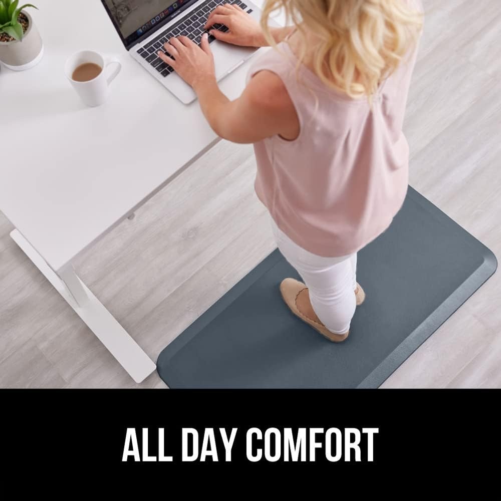 image:imageGORILLA GRIP Comfortable Cushioned Kitchen Mats for Floor 12 Inch Thick Ergonomic Standing Desk Anti Fatigue Mat Waterproof and Stain Resistant Pebbled Top Padded Foam Rug 17x24 17x48 GreyCharcoal