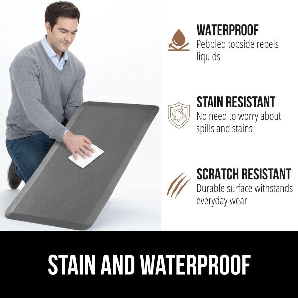 image:imageGORILLA GRIP Comfortable Cushioned Kitchen Mats for Floor 12 Inch Thick Ergonomic Standing Desk Anti Fatigue Mat Waterproof and Stain Resistant Pebbled Top Padded Foam Rug 17x24 17x48 GreyGrey