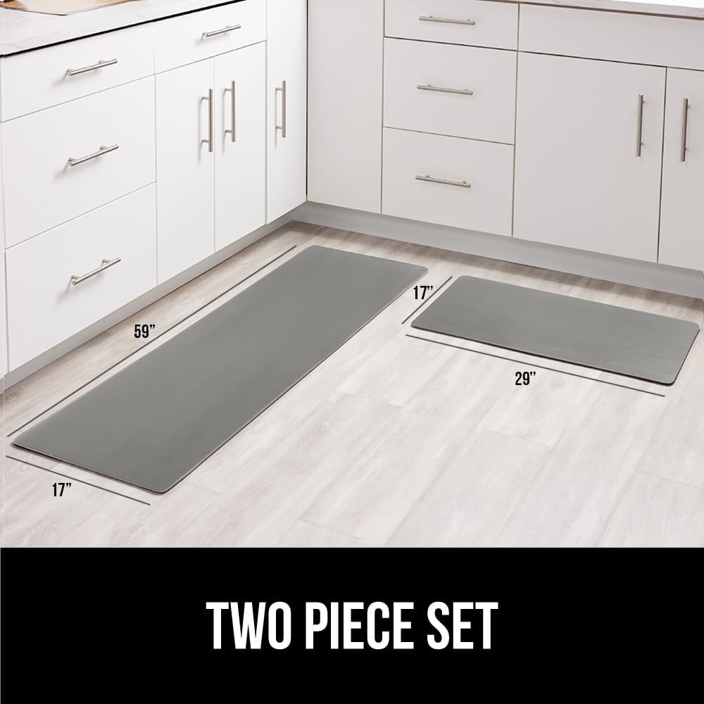 image:imageGORILLA GRIP Comfortable Cushioned Kitchen Mats for Floor 12 Inch Thick Ergonomic Standing Desk Anti Fatigue Mat Waterproof and Stain Resistant Pebbled Top Padded Foam Rug 17x24 17x48 GreyGrey