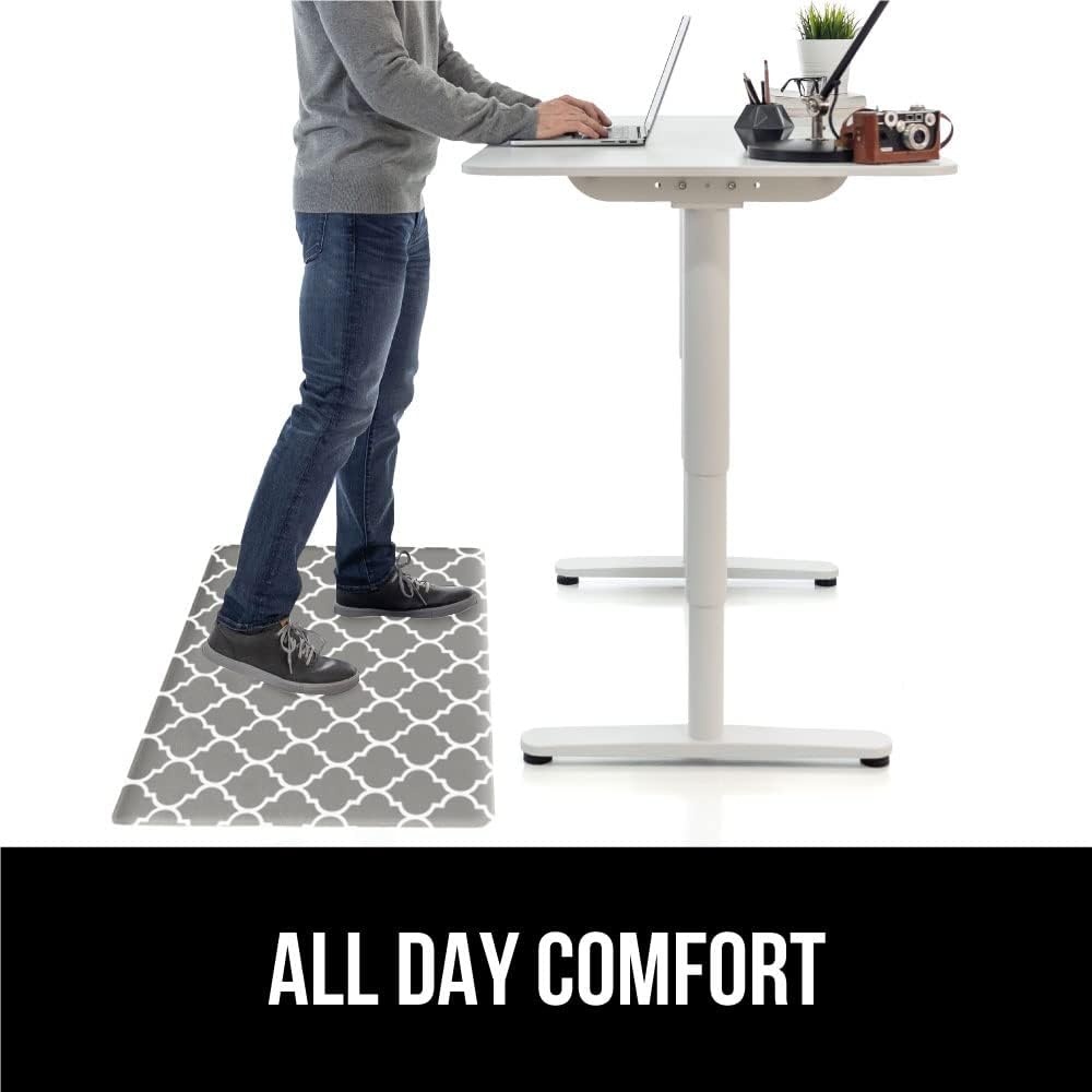 image:imageGORILLA GRIP Comfortable Cushioned Kitchen Mats for Floor 12 Inch Thick Ergonomic Standing Desk Anti Fatigue Mat Waterproof and Stain Resistant Pebbled Top Padded Foam Rug 17x24 17x48 GreyGreyWhite