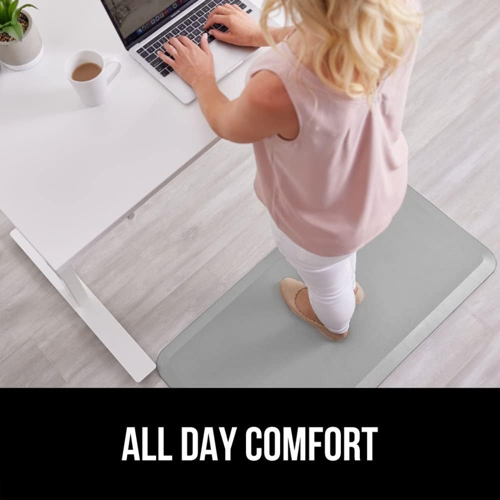 image:imageGORILLA GRIP Comfortable Cushioned Kitchen Mats for Floor 12 Inch Thick Ergonomic Standing Desk Anti Fatigue Mat Waterproof and Stain Resistant Pebbled Top Padded Foam Rug 17x24 17x48 GreyLight Gray
