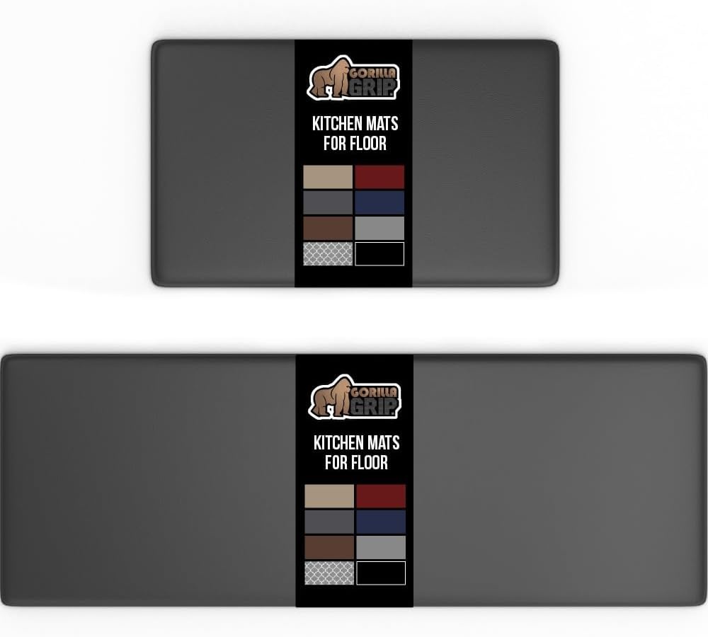 image:imageGORILLA GRIP Comfortable Cushioned Kitchen Mats for Floor 12 Inch Thick Ergonomic Standing Desk Anti Fatigue Mat Waterproof and Stain Resistant Pebbled Top Padded Foam Rug 17x24 17x48 GreyCharcoal