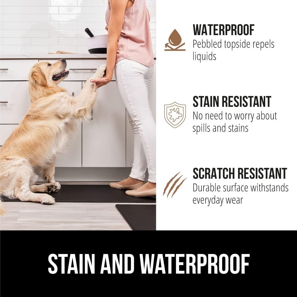 image:imageGORILLA GRIP Comfortable Cushioned Kitchen Mats for Floor 12 Inch Thick Ergonomic Standing Desk Anti Fatigue Mat Waterproof and Stain Resistant Pebbled Top Padded Foam Rug 17x24 17x48 GreyBlack