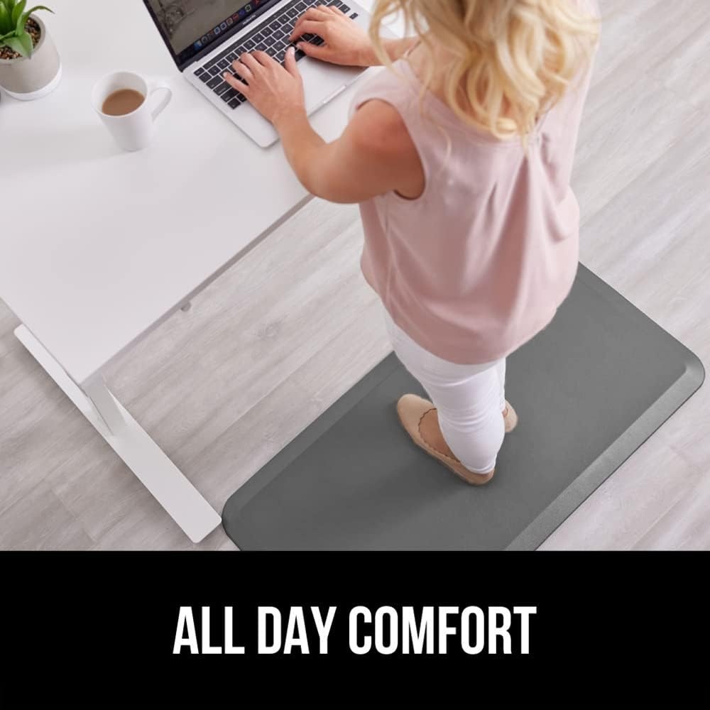 image:imageGORILLA GRIP Comfortable Cushioned Kitchen Mats for Floor 12 Inch Thick Ergonomic Standing Desk Anti Fatigue Mat Waterproof and Stain Resistant Pebbled Top Padded Foam Rug 17x24 17x48 GreyGrey