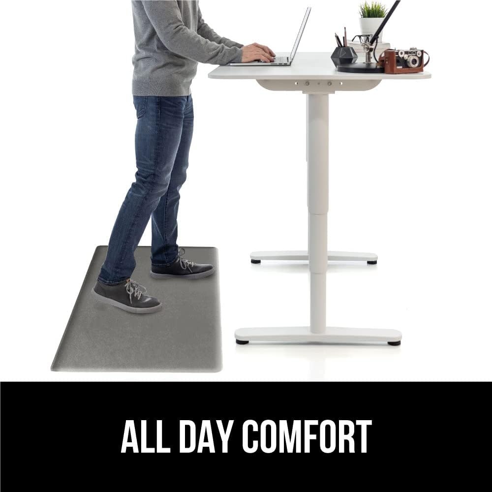 image:imageGORILLA GRIP Comfortable Cushioned Kitchen Mats for Floor 12 Inch Thick Ergonomic Standing Desk Anti Fatigue Mat Waterproof and Stain Resistant Pebbled Top Padded Foam Rug 17x24 17x48 GreyGrey
