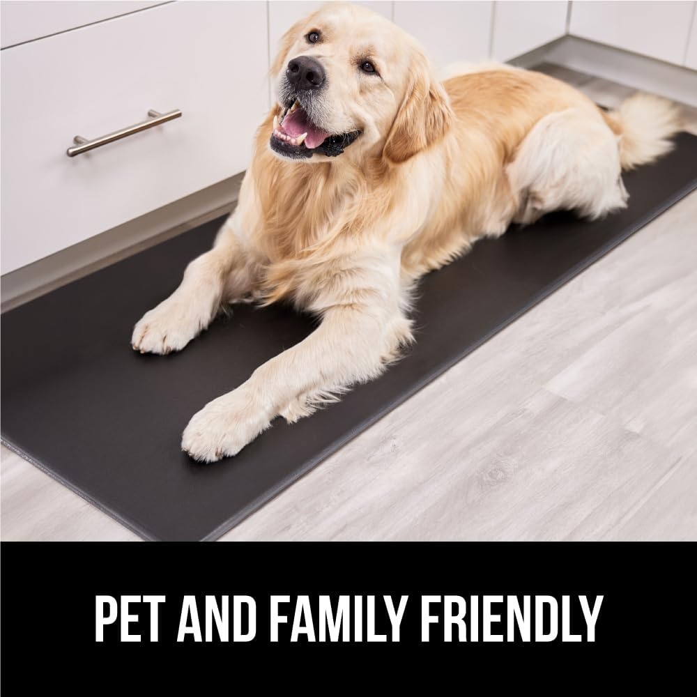 image:imageGORILLA GRIP Comfortable Cushioned Kitchen Mats for Floor 12 Inch Thick Ergonomic Standing Desk Anti Fatigue Mat Waterproof and Stain Resistant Pebbled Top Padded Foam Rug 17x24 17x48 GreyBlack