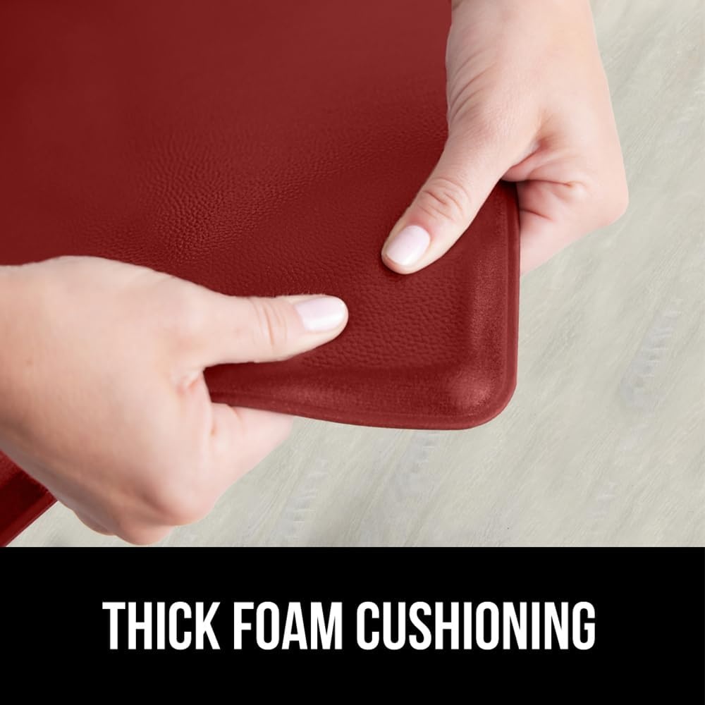 image:imageGORILLA GRIP Comfortable Cushioned Kitchen Mats for Floor 12 Inch Thick Ergonomic Standing Desk Anti Fatigue Mat Waterproof and Stain Resistant Pebbled Top Padded Foam Rug 17x24 17x48 GreyRed