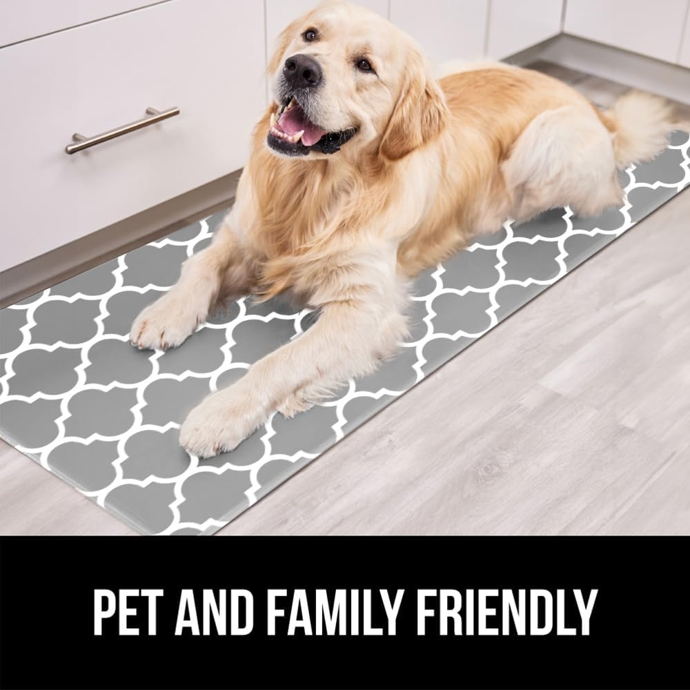 image:imageGORILLA GRIP Comfortable Cushioned Kitchen Mats for Floor 12 Inch Thick Ergonomic Standing Desk Anti Fatigue Mat Waterproof and Stain Resistant Pebbled Top Padded Foam Rug 17x24 17x48 GreyGreyWhite