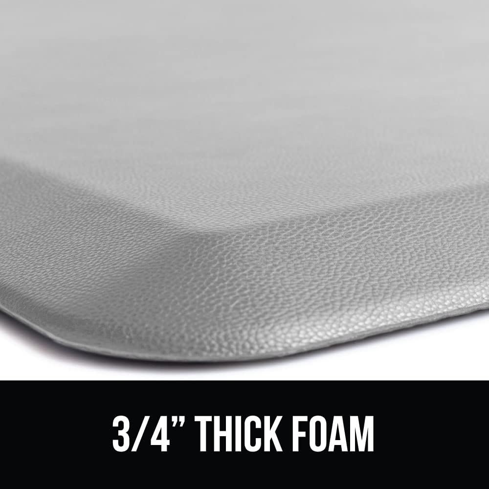 image:imageGORILLA GRIP Comfortable Cushioned Kitchen Mats for Floor 12 Inch Thick Ergonomic Standing Desk Anti Fatigue Mat Waterproof and Stain Resistant Pebbled Top Padded Foam Rug 17x24 17x48 GreyLight Gray