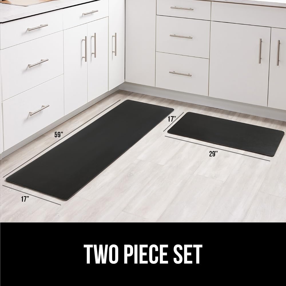 image:imageGORILLA GRIP Comfortable Cushioned Kitchen Mats for Floor 12 Inch Thick Ergonomic Standing Desk Anti Fatigue Mat Waterproof and Stain Resistant Pebbled Top Padded Foam Rug 17x24 17x48 GreyBlack