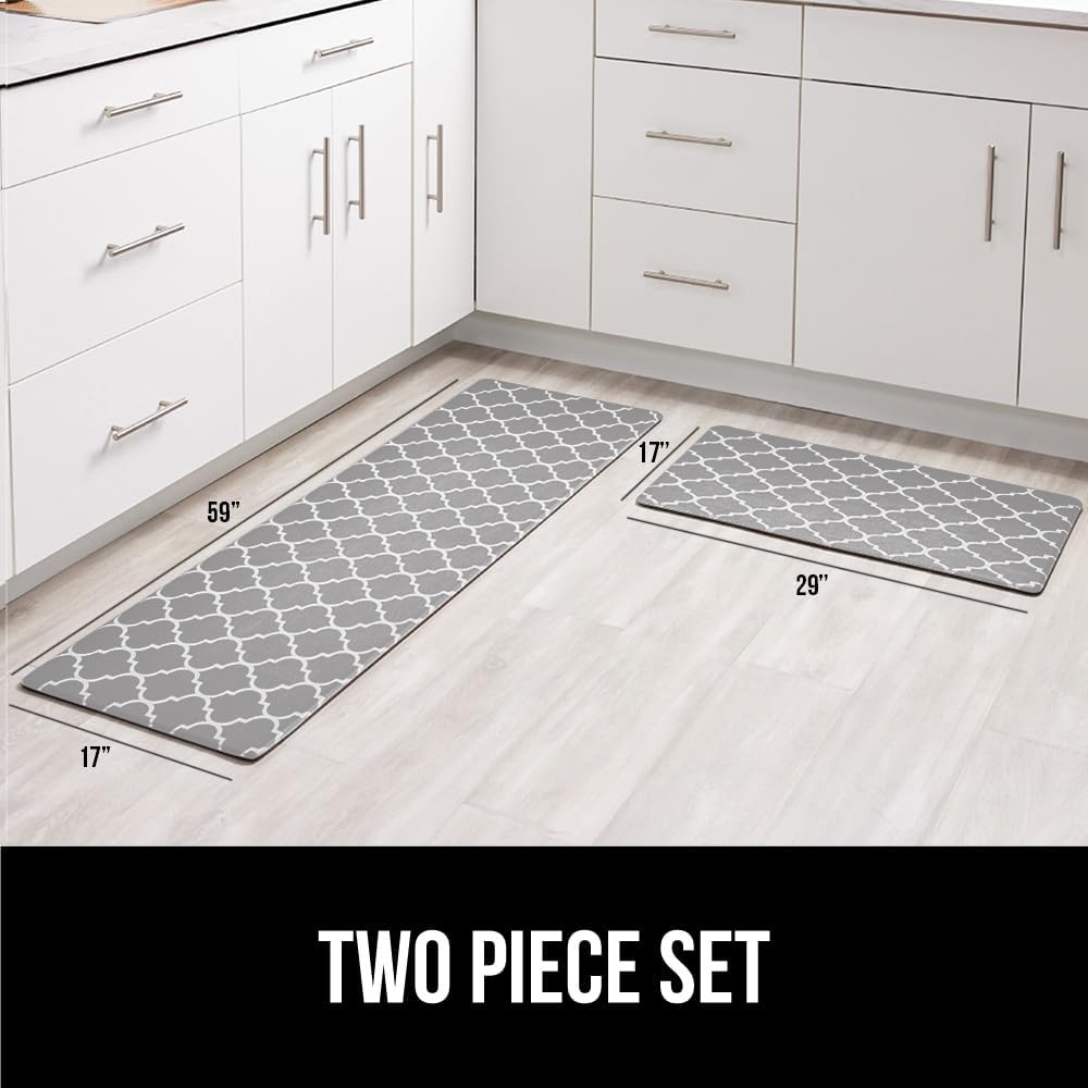 image:imageGORILLA GRIP Comfortable Cushioned Kitchen Mats for Floor 12 Inch Thick Ergonomic Standing Desk Anti Fatigue Mat Waterproof and Stain Resistant Pebbled Top Padded Foam Rug 17x24 17x48 GreyGreyWhite