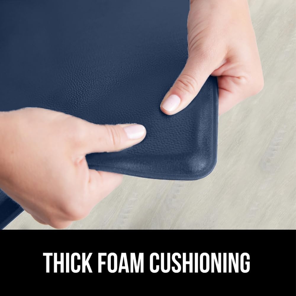 image:imageGORILLA GRIP Comfortable Cushioned Kitchen Mats for Floor 12 Inch Thick Ergonomic Standing Desk Anti Fatigue Mat Waterproof and Stain Resistant Pebbled Top Padded Foam Rug 17x24 17x48 GreyNavy