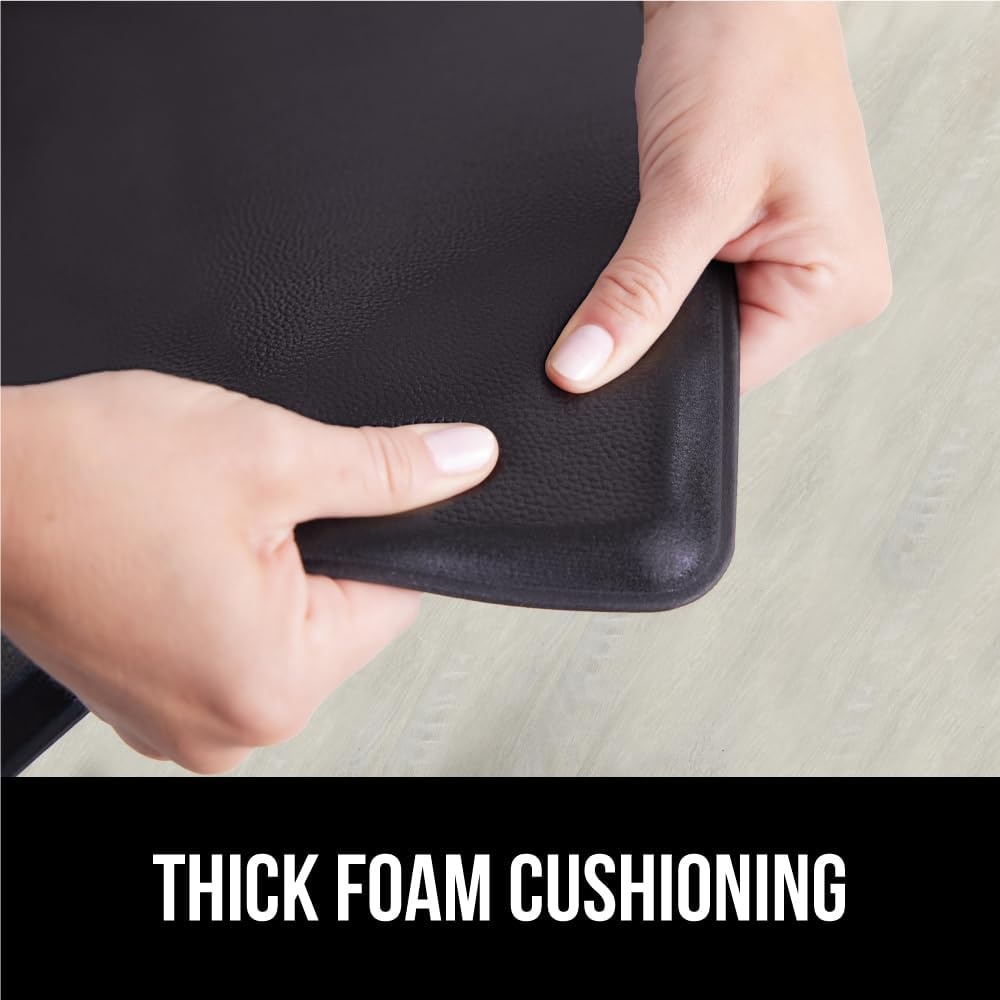 image:imageGORILLA GRIP Comfortable Cushioned Kitchen Mats for Floor 12 Inch Thick Ergonomic Standing Desk Anti Fatigue Mat Waterproof and Stain Resistant Pebbled Top Padded Foam Rug 17x24 17x48 GreyBlack