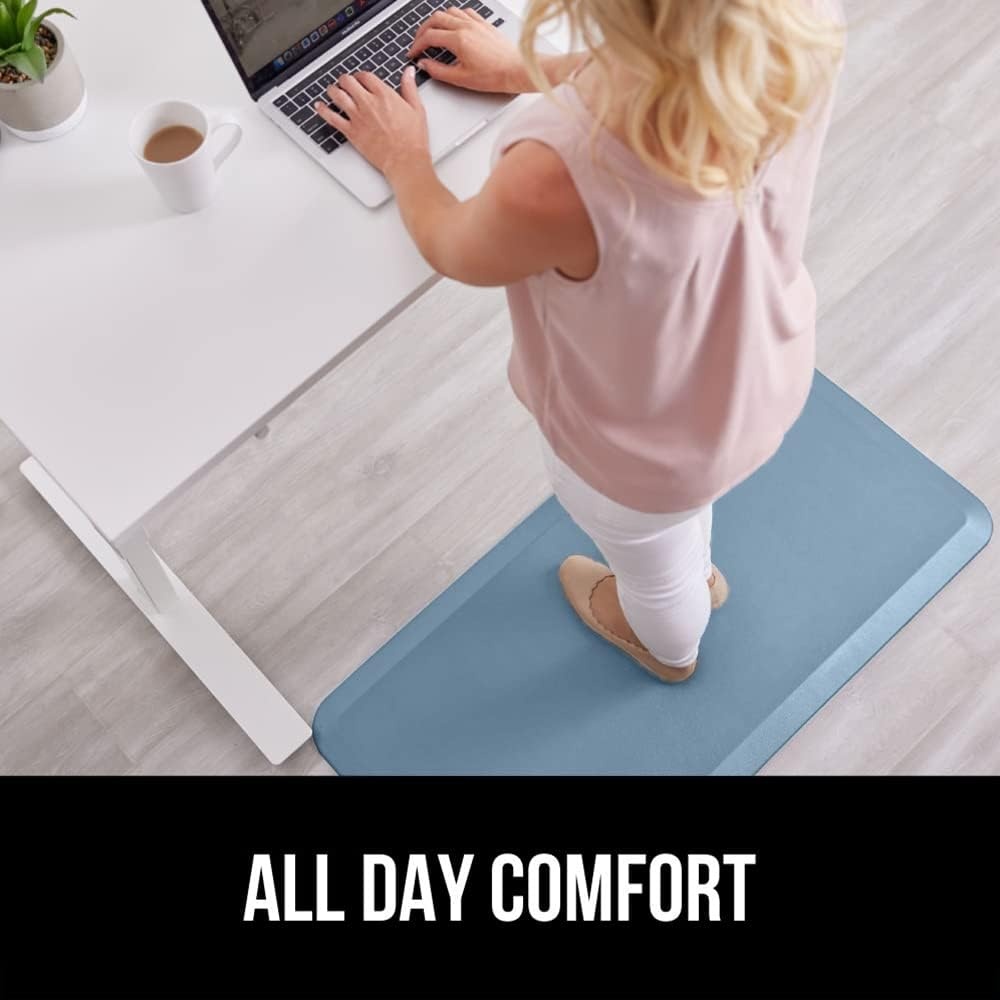 image:imageGORILLA GRIP Comfortable Cushioned Kitchen Mats for Floor 12 Inch Thick Ergonomic Standing Desk Anti Fatigue Mat Waterproof and Stain Resistant Pebbled Top Padded Foam Rug 17x24 17x48 GreySky Blue