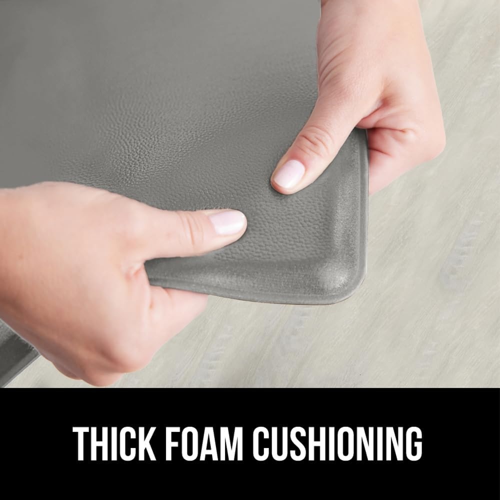 image:imageGORILLA GRIP Comfortable Cushioned Kitchen Mats for Floor 12 Inch Thick Ergonomic Standing Desk Anti Fatigue Mat Waterproof and Stain Resistant Pebbled Top Padded Foam Rug 17x24 17x48 GreyGrey