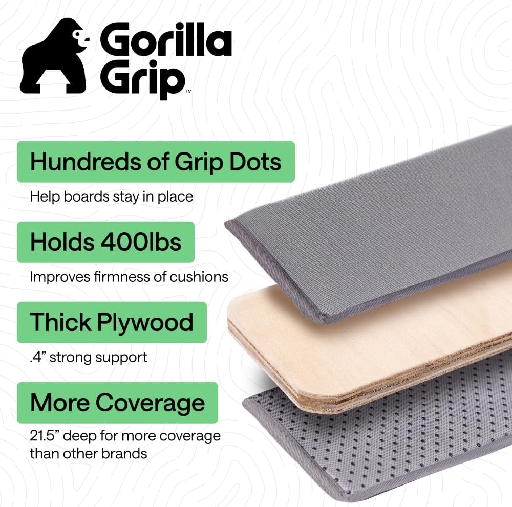 image:imageGORILLA GRIP Heavy Duty Couch Cushion Support Board to Fix Sagging Sofas 215 x 70 Sofa Slip Resistant Thick Boards Add Strong Seat Supports Replacement Stuffing Firmer Couches Accessories Grey