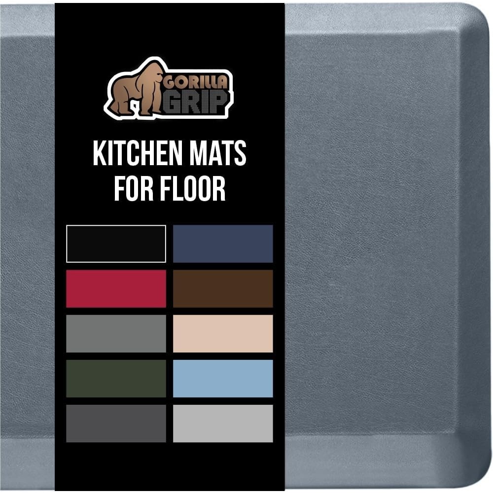 image:imageGORILLA GRIP Comfortable Cushioned Kitchen Mats for Floor 12 Inch Thick Ergonomic Standing Desk Anti Fatigue Mat Waterproof and Stain Resistant Pebbled Top Padded Foam Rug 17x24 17x48 GreyCharcoal