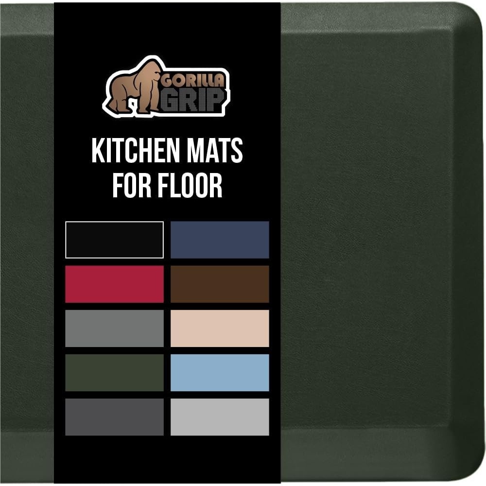 image:imageGORILLA GRIP Comfortable Cushioned Kitchen Mats for Floor 12 Inch Thick Ergonomic Standing Desk Anti Fatigue Mat Waterproof and Stain Resistant Pebbled Top Padded Foam Rug 17x24 17x48 GreyHunter