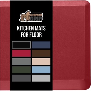 image:imageGORILLA GRIP Comfortable Cushioned Kitchen Mats for Floor 12 Inch Thick Ergonomic Standing Desk Anti Fatigue Mat Waterproof and Stain Resistant Pebbled Top Padded Foam Rug 17x24  17x48 GreyRed