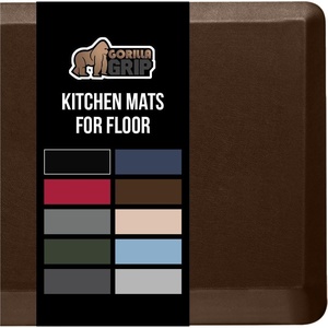 image:imageGORILLA GRIP Comfortable Cushioned Kitchen Mats for Floor 12 Inch Thick Ergonomic Standing Desk Anti Fatigue Mat Waterproof and Stain Resistant Pebbled Top Padded Foam Rug 17x24  17x48 GreyBrown