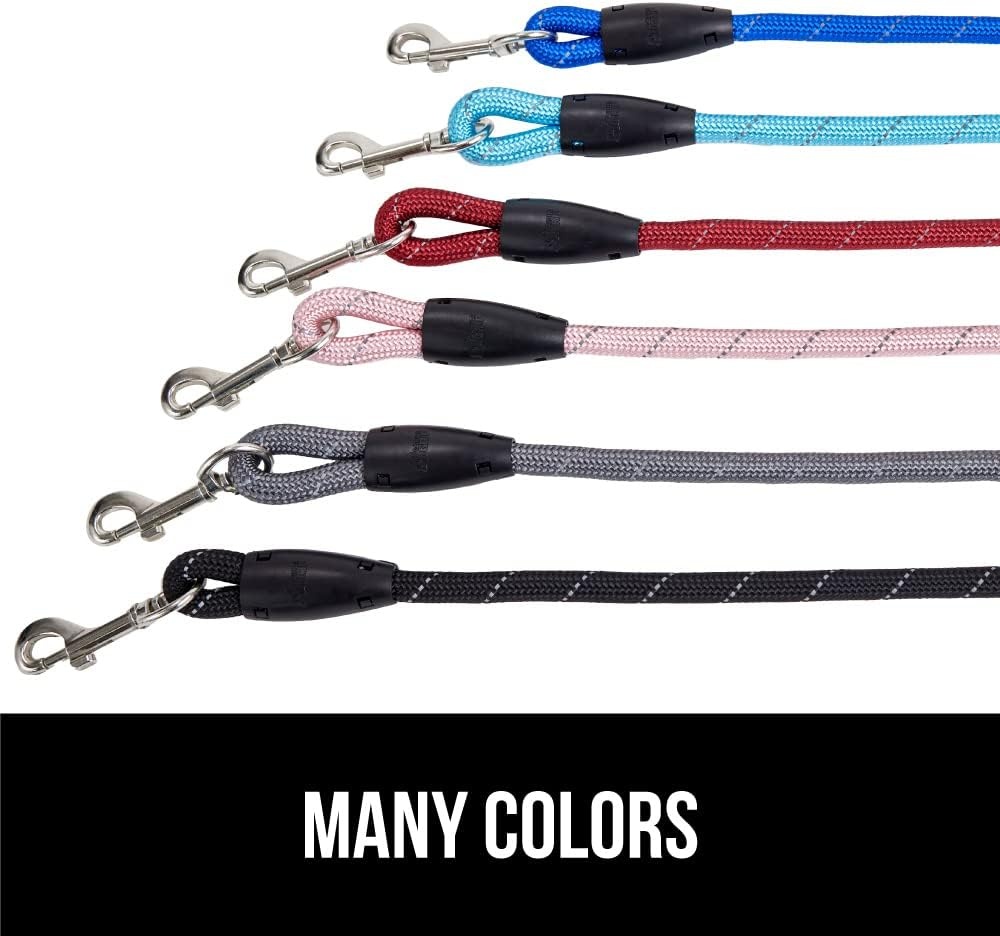 image:imageGORILLA GRIP Dog Leash Heavy Duty Reflective Rope Leashes for 33lb Dogs Cats Small Animals Puppy Training Essential for Walks Hikes Soft Handle Rotating Metal Clip Waste Bag Dispenser BlackBlue