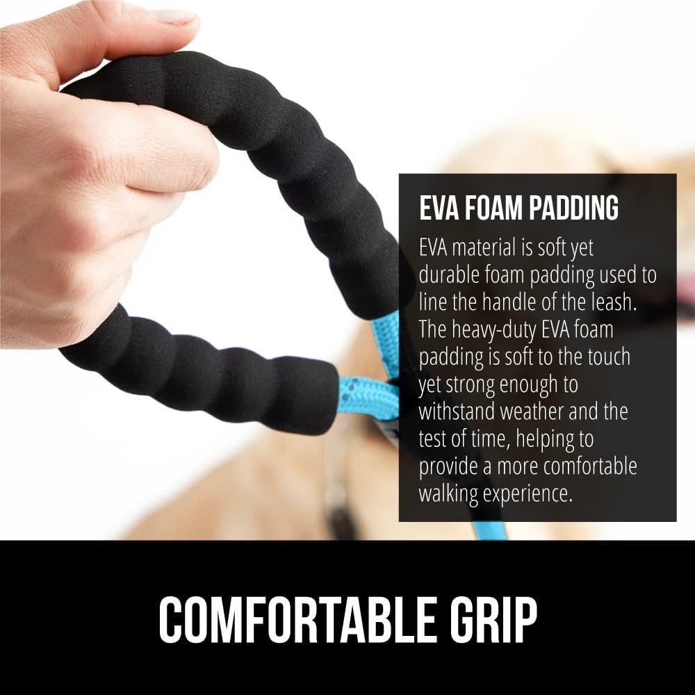 image:imageGORILLA GRIP Dog Leash Heavy Duty Reflective Rope Leashes for 33lb Dogs Cats Small Animals Puppy Training Essential for Walks Hikes Soft Handle Rotating Metal Clip Waste Bag Dispenser BlackBlue